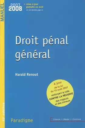Couverture du produit · Droit pénal général