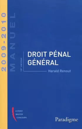 Couverture du produit · Droit pénal général 2009-2010