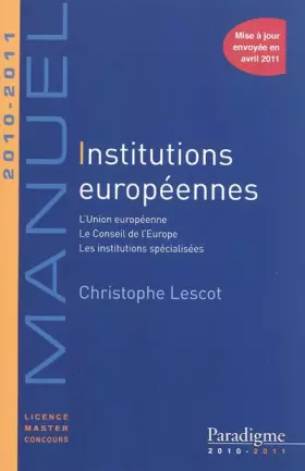 Couverture du produit · Institutions européennes 2010-2011