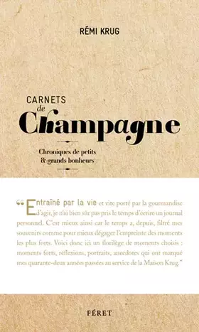 Couverture du produit · Carnets de Champagne de Rémi Krug