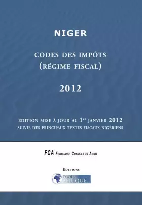 Couverture du produit · Niger - Code des Impôts (régime fiscal) 2012