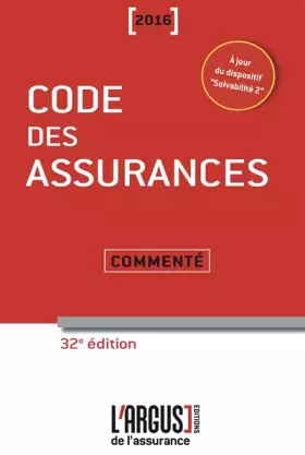 Couverture du produit · Code des assurances 2016 commenté