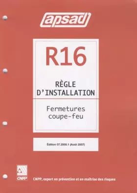 Couverture du produit · Règle d'installation R16: Fermetures coupe-feu