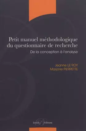 Couverture du produit · Petit manuel méthodologique du questionnaire de recherche - De la conception à l'analyse