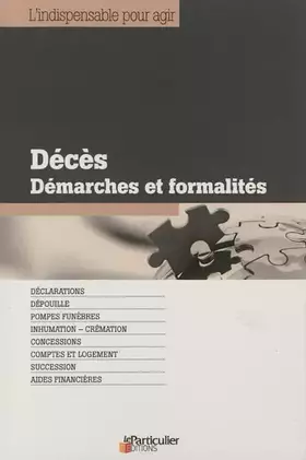 Couverture du produit · Décès, démarches et formalités