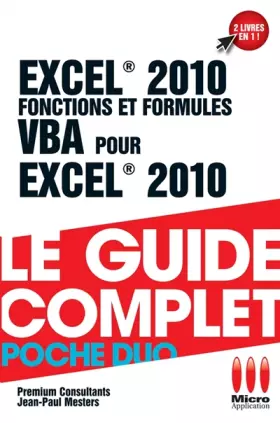 Couverture du produit · Excel 2010 Fonctions et Formules & VBA