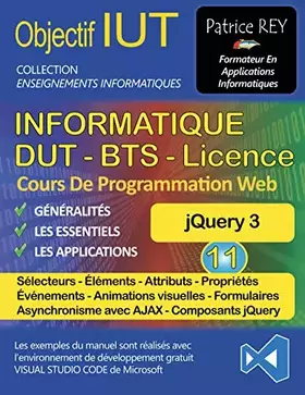 Couverture du produit · DUT Informatique - jQuery 3 (Tome 11): avec Visual Studio Code