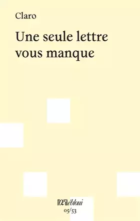 Couverture du produit · Une seule lettre vous manque