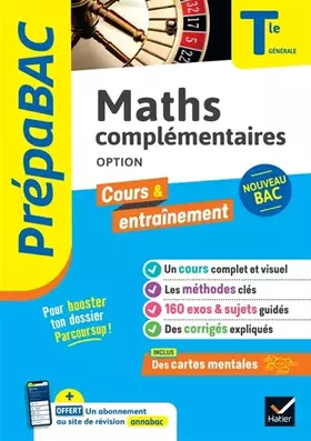 Couverture du produit · Prépabac - Maths complémentaires (option) Tle générale - Bac 2027: cours, méthodes & entraînement (programme de Terminale)