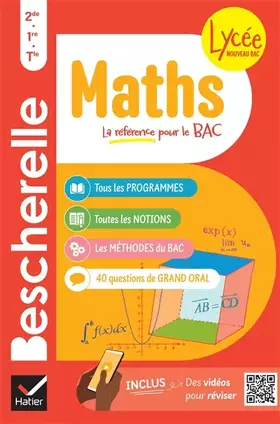 Couverture du produit · Bescherelle lycée - Maths 2de, 1re, Tle Nouveau bac: tous les programmes de maths au lycée