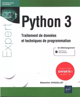 Couverture du produit · Python 3 - Traitement de données et techniques de programmation