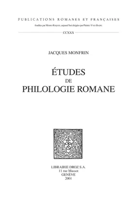 Couverture du produit · Etudes De Philologie Romane
