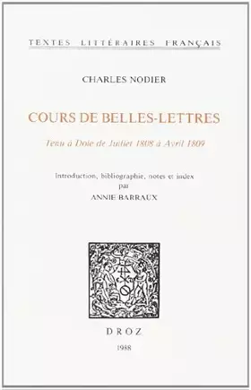 Couverture du produit · Cours de Belles-Lettres