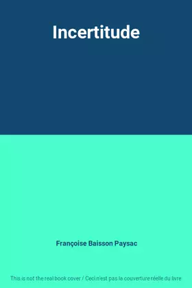 Couverture du produit · Incertitude