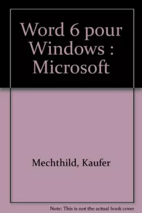 Couverture du produit · Word 6 pour Windows : Microsoft