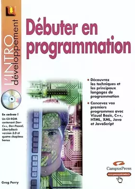 Couverture du produit · Débuter en programmation (avec CD-ROM)
