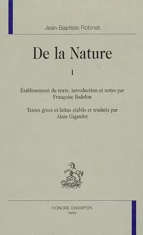 Couverture du produit · De la Nature: 2 volumes