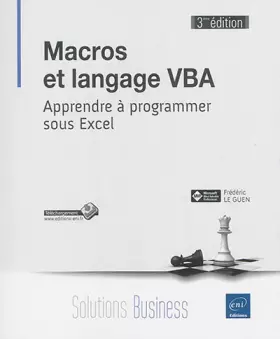 Couverture du produit · Macros et langage VBA - Apprendre à programmer sous Excel (3ième édition)
