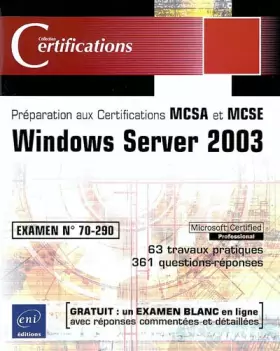 Couverture du produit · Windows Server 2003 - examen 70-290