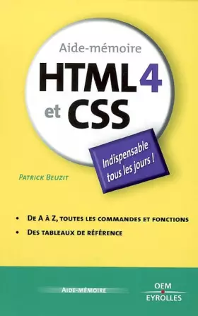 Couverture du produit · HTML 4 et CSS