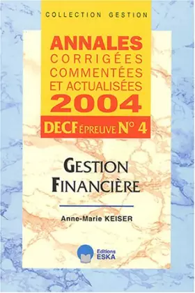 Couverture du produit · GESTION FINANCIERE DECF EPREUVE N.4