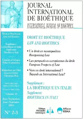 Couverture du produit · JOURNAL INTERN.DE BIOETHIQUE VOL.15-2004