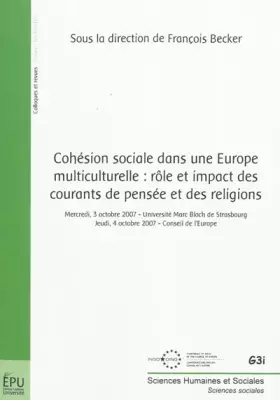 Couverture du produit · Cohésion sociale dans une europe multiculturelle