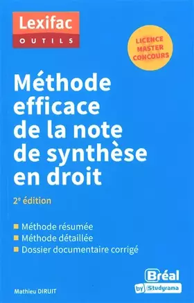 Couverture du produit · Méthode efficace de la note de synthèse en droit: 2e édition