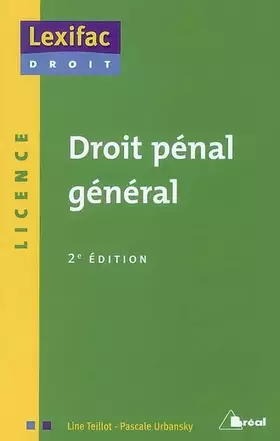 Couverture du produit · Droit pénal général