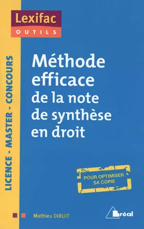 Couverture du produit · Méthode efficace de la note de synthèse en droit