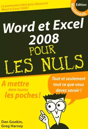 Couverture du produit · Word et Excel 2008 Mac Poche Pour les Nuls