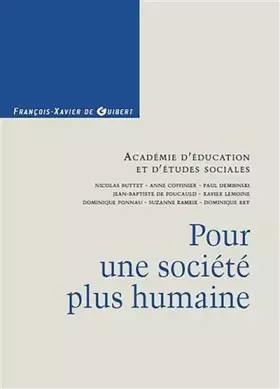 Couverture du produit · Pour une société plus humaine