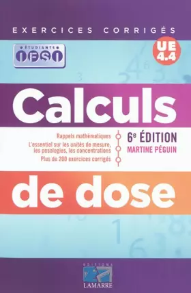 Couverture du produit · Calculs de dose: Exercices corrigés