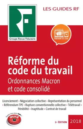 Couverture du produit · Réforme du code du travail 2018: Ordonnances Macron et code consolidé
