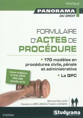 Couverture du produit · Formulaire d'actes de procédure
