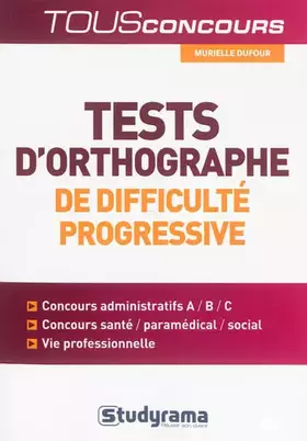 Couverture du produit · Tests d'orthographe de difficulté progressive