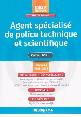 Couverture du produit · Agent spécialisé de police technique et scientifique