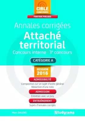 Couverture du produit · Annales corrigées attaché territorial