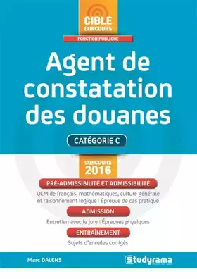 Couverture du produit · Agent de constatation des douanes 2016