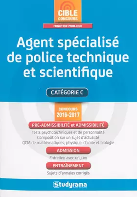 Couverture du produit · Agent spécialisé de police technique et scientifique