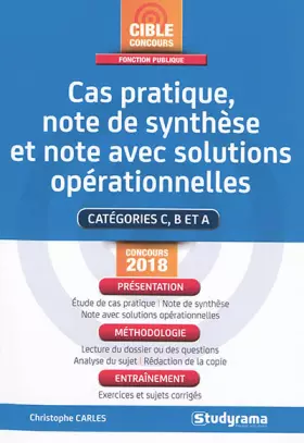 Couverture du produit · Cas pratique note de synthèse et note avec solutions opérationnelles