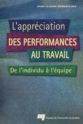Couverture du produit · APPRECIATION DES PERFORMANCES AU TRAVAIL. DE L INDIVIDU...