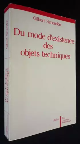 Couverture du produit · Du mode d'existence des objets techniques