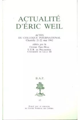 Couverture du produit · BAP n°43 - Actualité d'Eric Weil