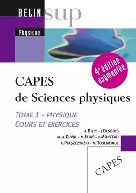 Couverture du produit · CAPES de Sciences physiques : Tome 1, Physique, cours et exercices