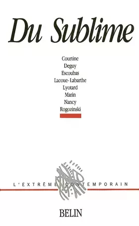 Couverture du produit · Du Sublime