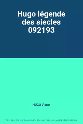 Couverture du produit · Hugo légende des siecles 092193