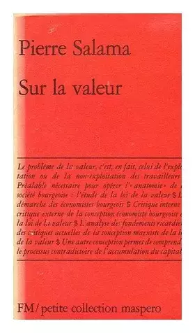 Couverture du produit · Sur la valeur : éléments pour une critique