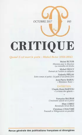 Couverture du produit · CRITIQUE 845