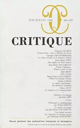 Couverture du produit · Revue Critique